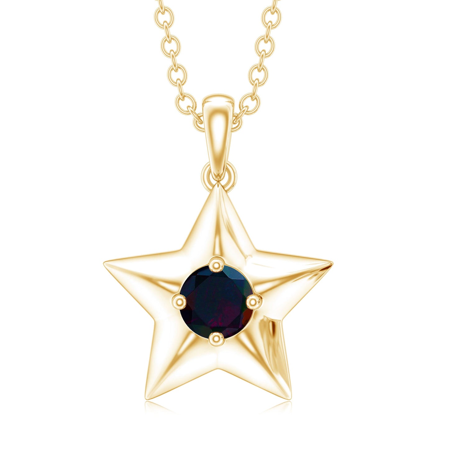 Real Half Carat Black Opal Star Pendant Necklace for Women