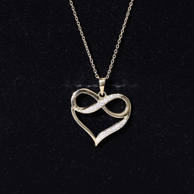 Certified Moissanite Heart and Infinity Necklace with Silver Chain