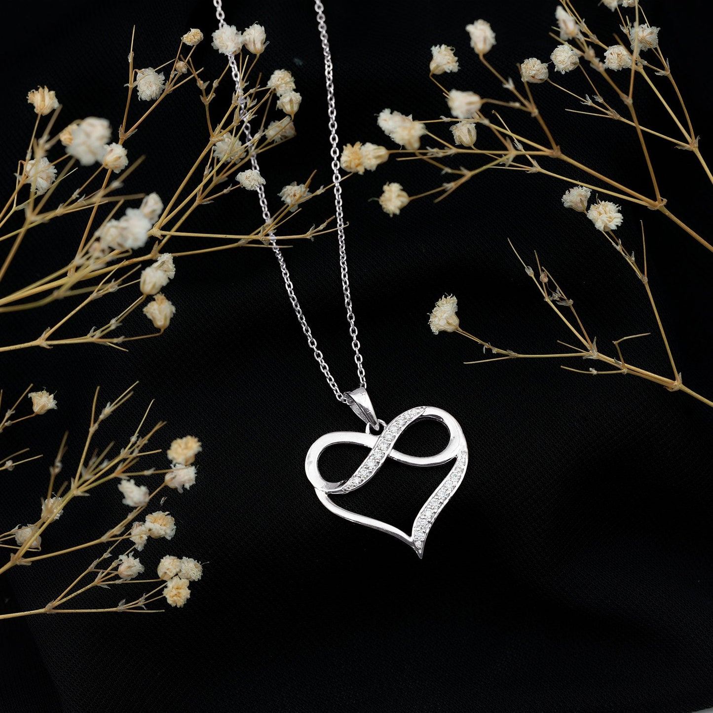 Certified Moissanite Infinity Heart Pendant Necklace