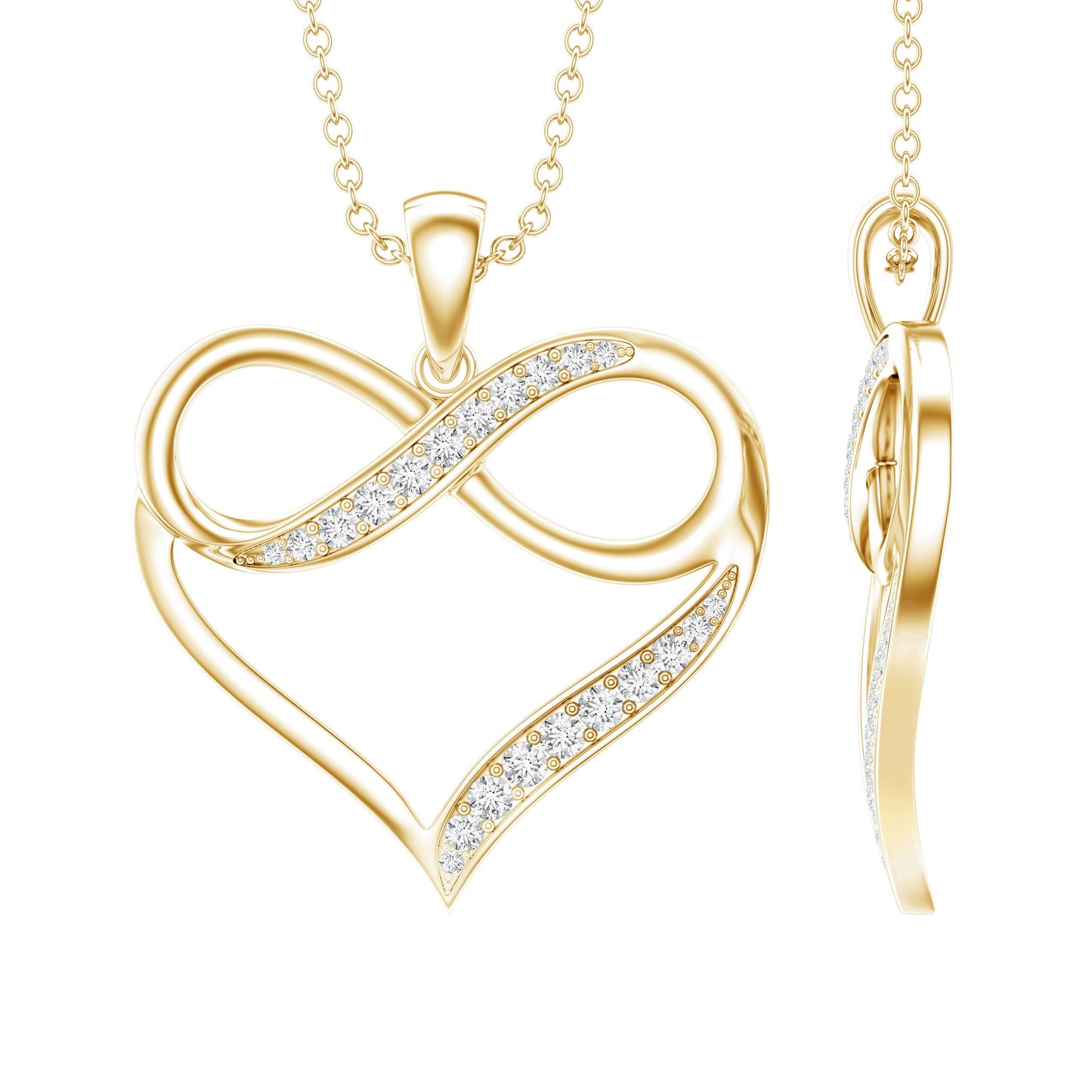 Certified Moissanite Infinity Heart Pendant Necklace