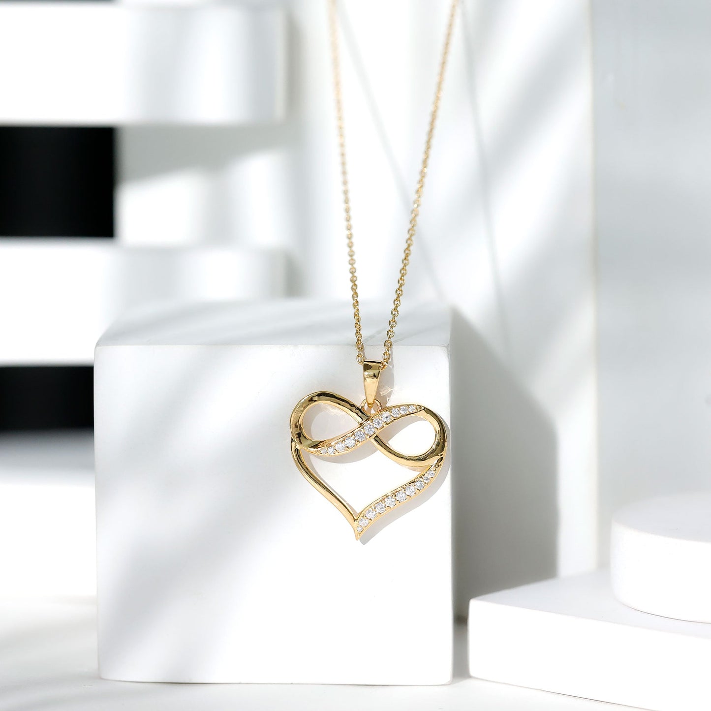 Certified Moissanite Infinity Heart Pendant Necklace