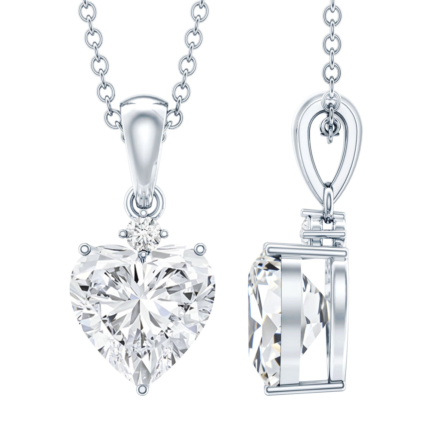 Certified 2 Carat Moissanite Solitaire Heart Necklace