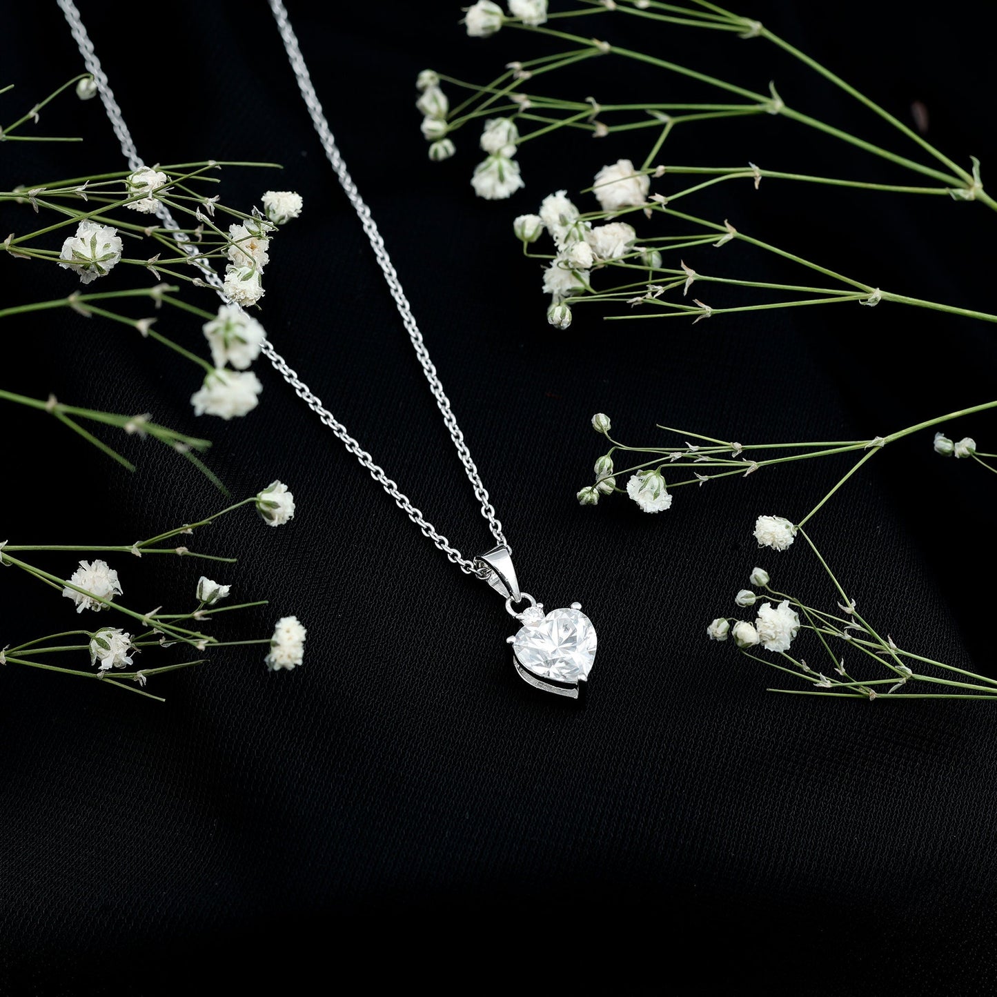 Certified 2 Carat Moissanite Solitaire Heart Necklace