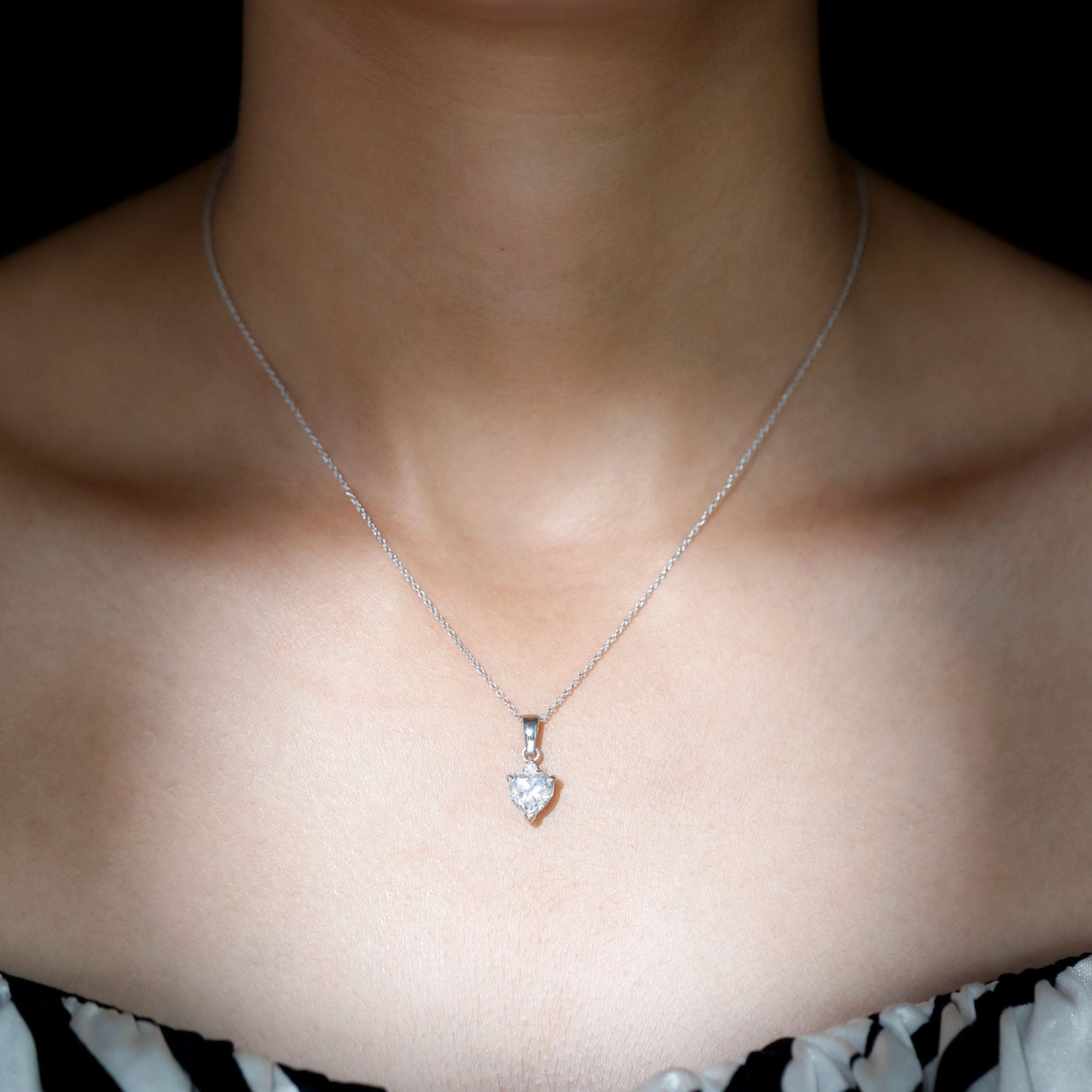 Certified 2 Carat Moissanite Solitaire Heart Necklace