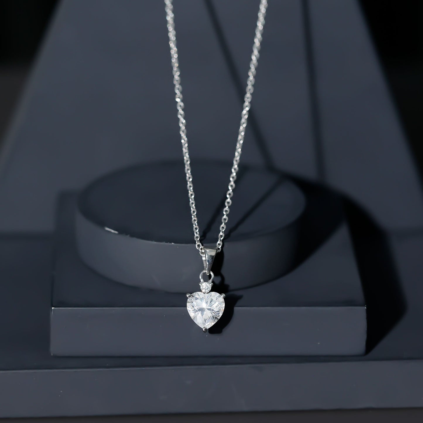 Certified 2 Carat Moissanite Solitaire Heart Necklace
