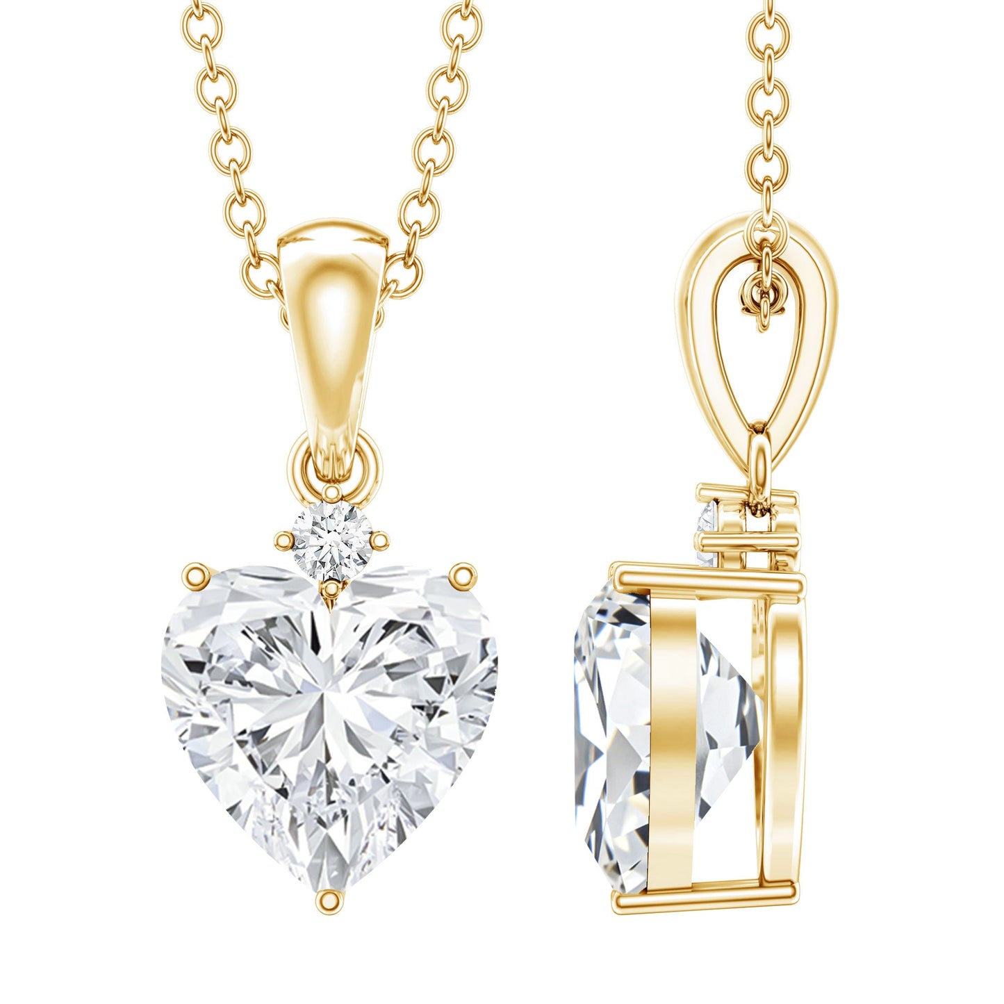 Certified 2 Carat Moissanite Solitaire Heart Necklace
