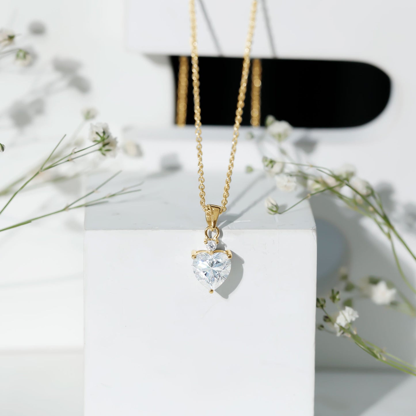 Certified 2 Carat Moissanite Solitaire Heart Necklace