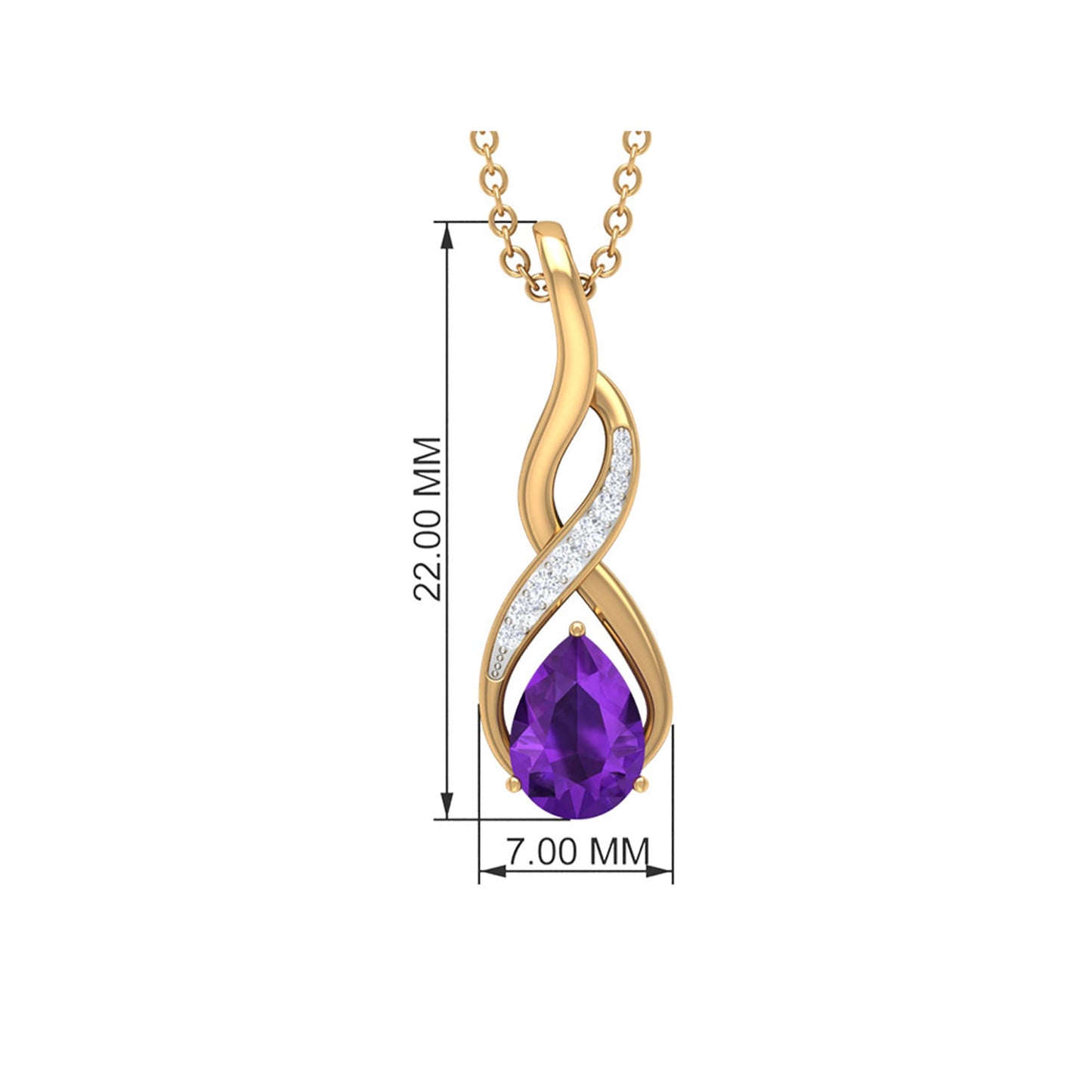 Natural 1 Carat Amethyst Infinity Pendant Necklace with Diamond