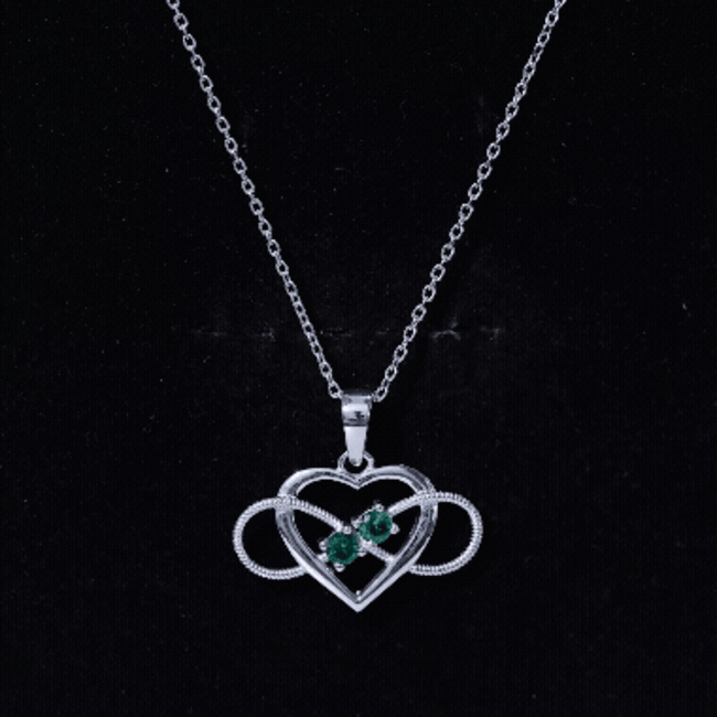 Lab Created Emerald Heart and Infinity Pendant Necklace