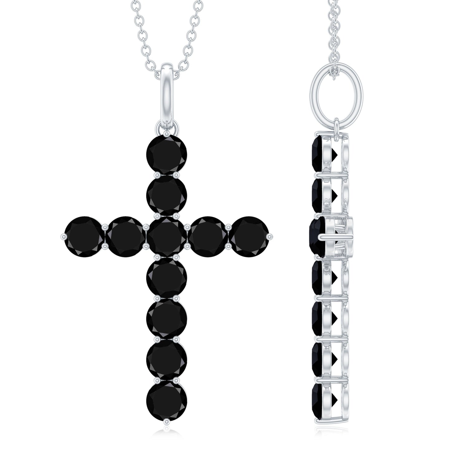 Lab Created Black Diamond Cross Pendant Necklace