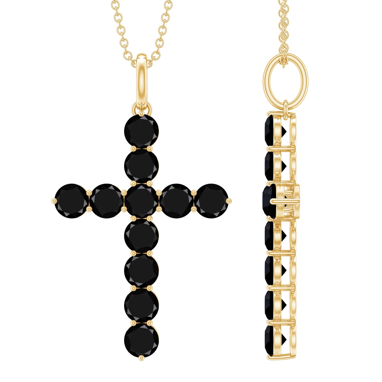 Lab Created Black Diamond Cross Pendant Necklace