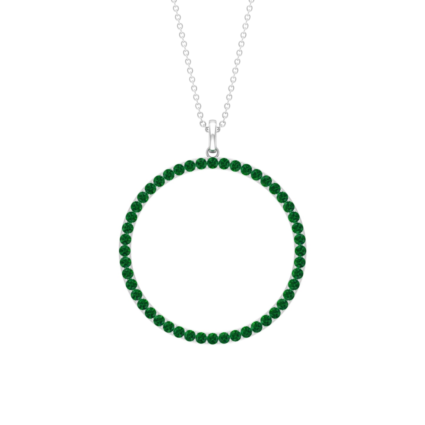 Emerald Eternity Pendant in Pave Setting
