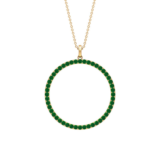 Emerald Eternity Pendant in Pave Setting