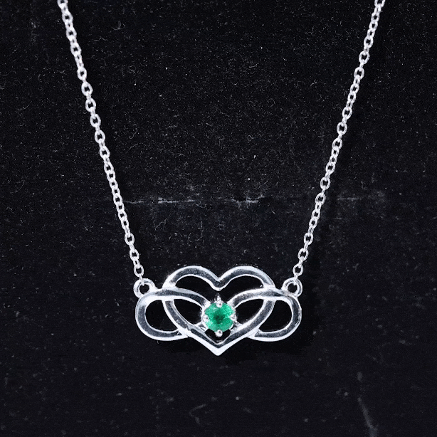 Emerald Heart and Infinity Chain Necklace for Women