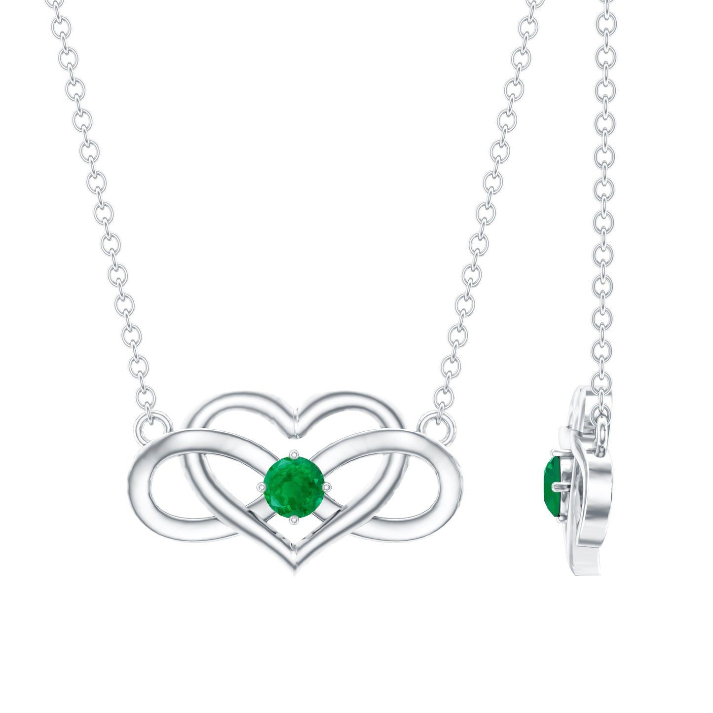 Emerald Heart and Infinity Chain Necklace for Women
