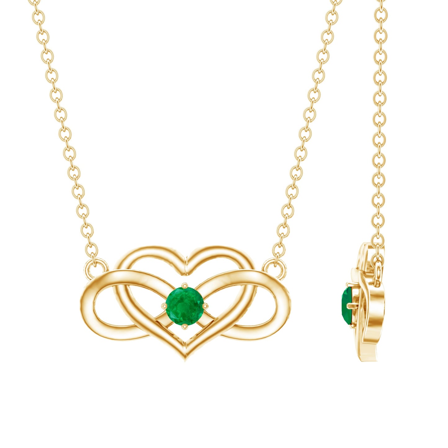 Emerald Heart and Infinity Chain Necklace for Women