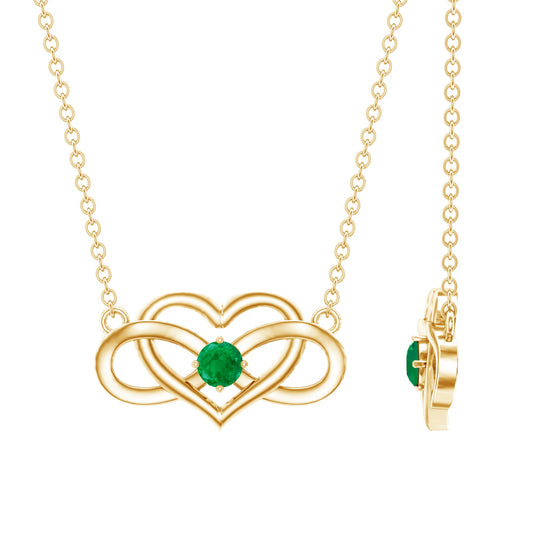 Emerald Heart and Infinity Chain Necklace for Women