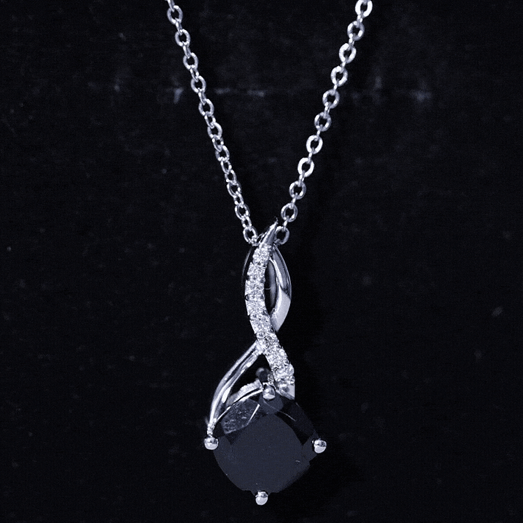 2.83 Carat Cushion Lab Grown Black Diamond Infinity Necklace