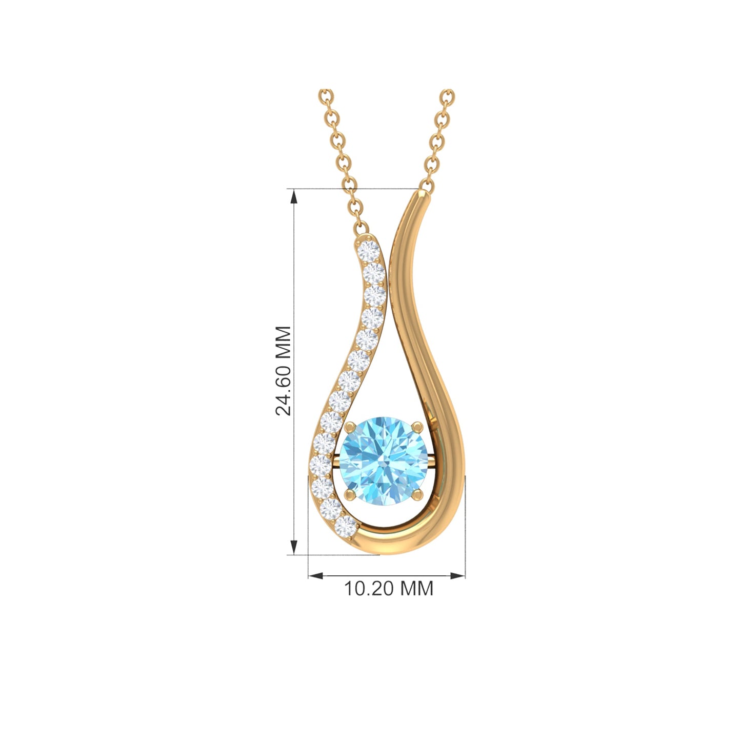 Real Aquamarine and Diamond Teardrop Necklace