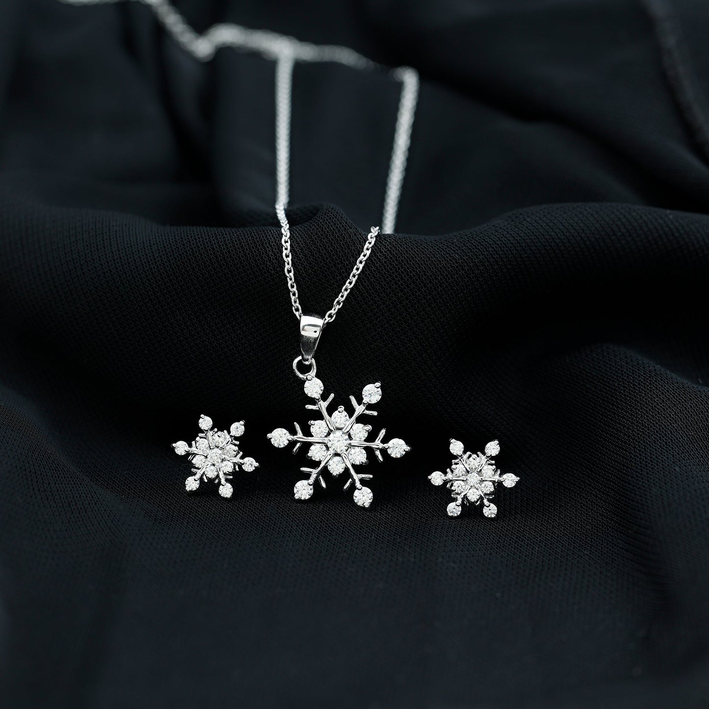 Certified Moissanite Snowflake Jewelry Set For Christmas