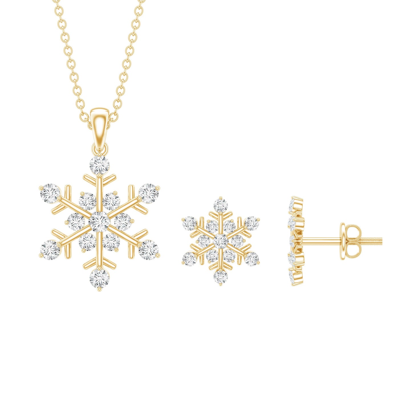 Certified Moissanite Snowflake Jewelry Set For Christmas