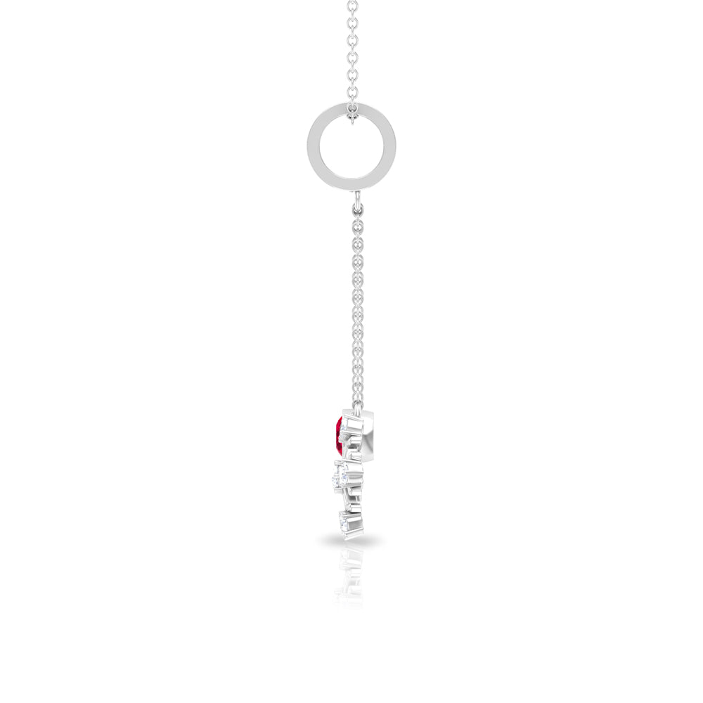 Ruby and Diamond Snowflake Dangle Pendant