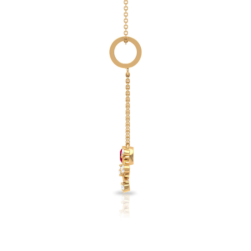 Ruby and Diamond Snowflake Dangle Pendant