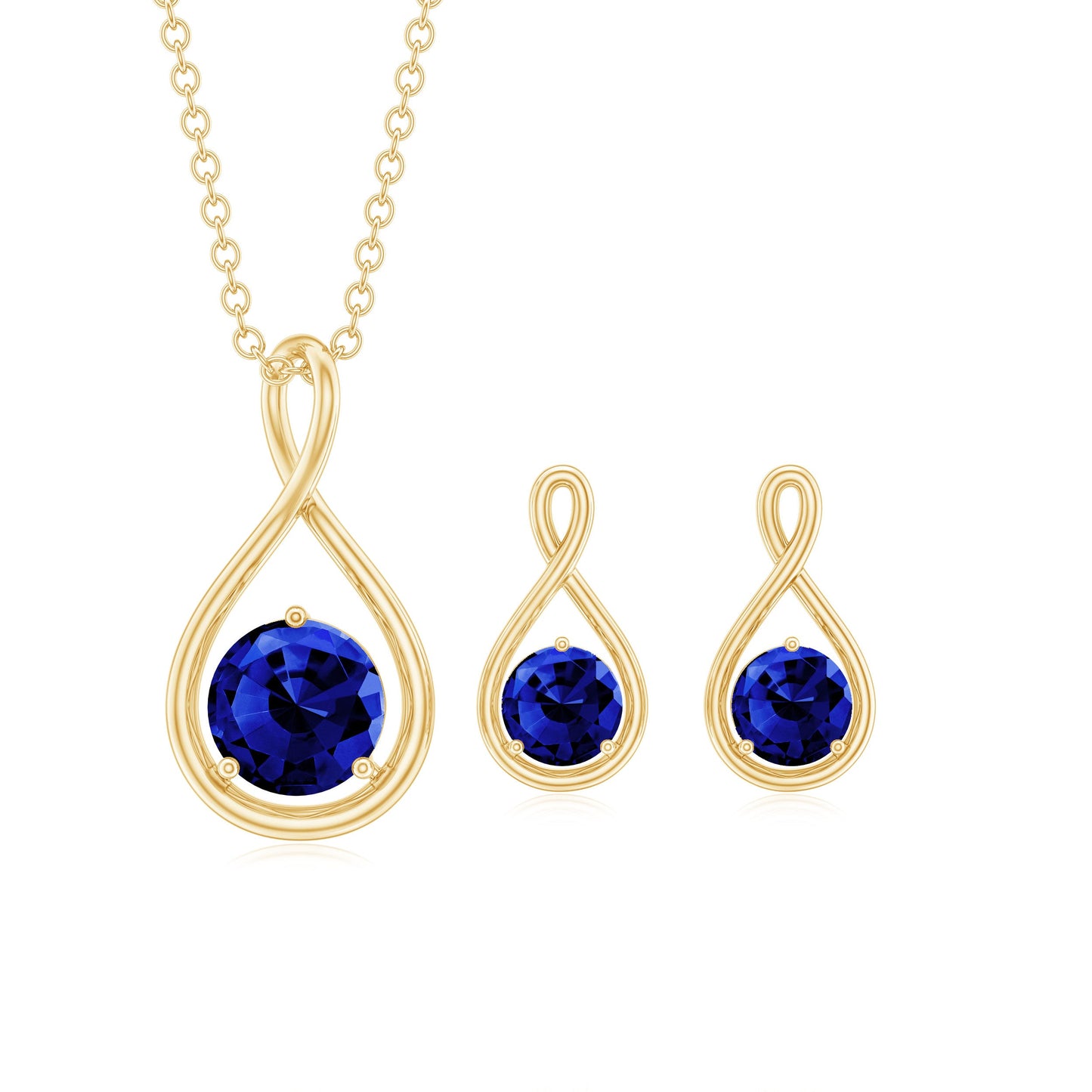 Lab Created Blue Sapphire Infinity Necklace and Earrings Set