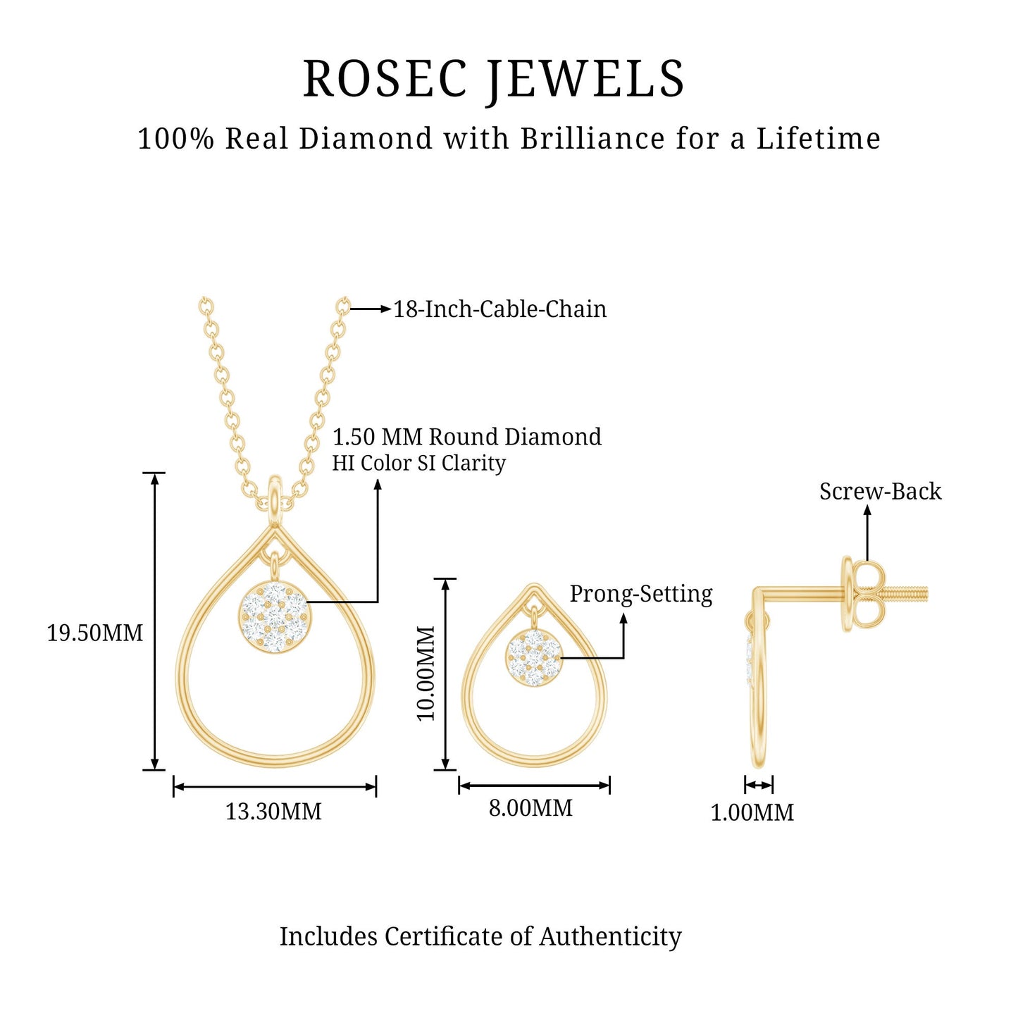 Diamond Wedding Necklace Earring Set for Bride