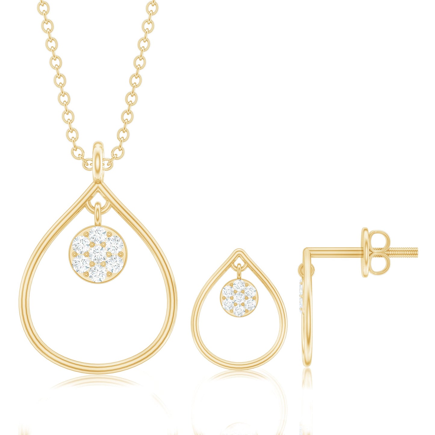 Diamond Wedding Necklace Earring Set for Bride