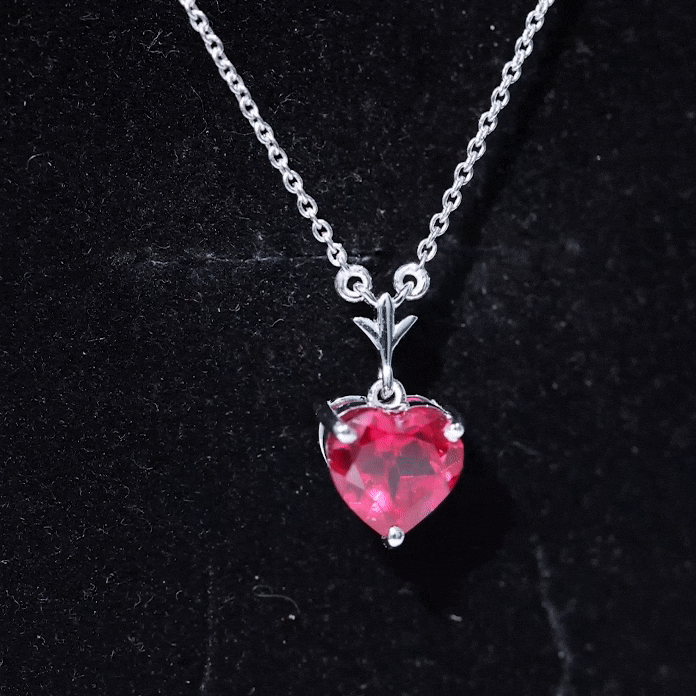 2 CT Heart Shape Lab Created Ruby Solitaire Necklace