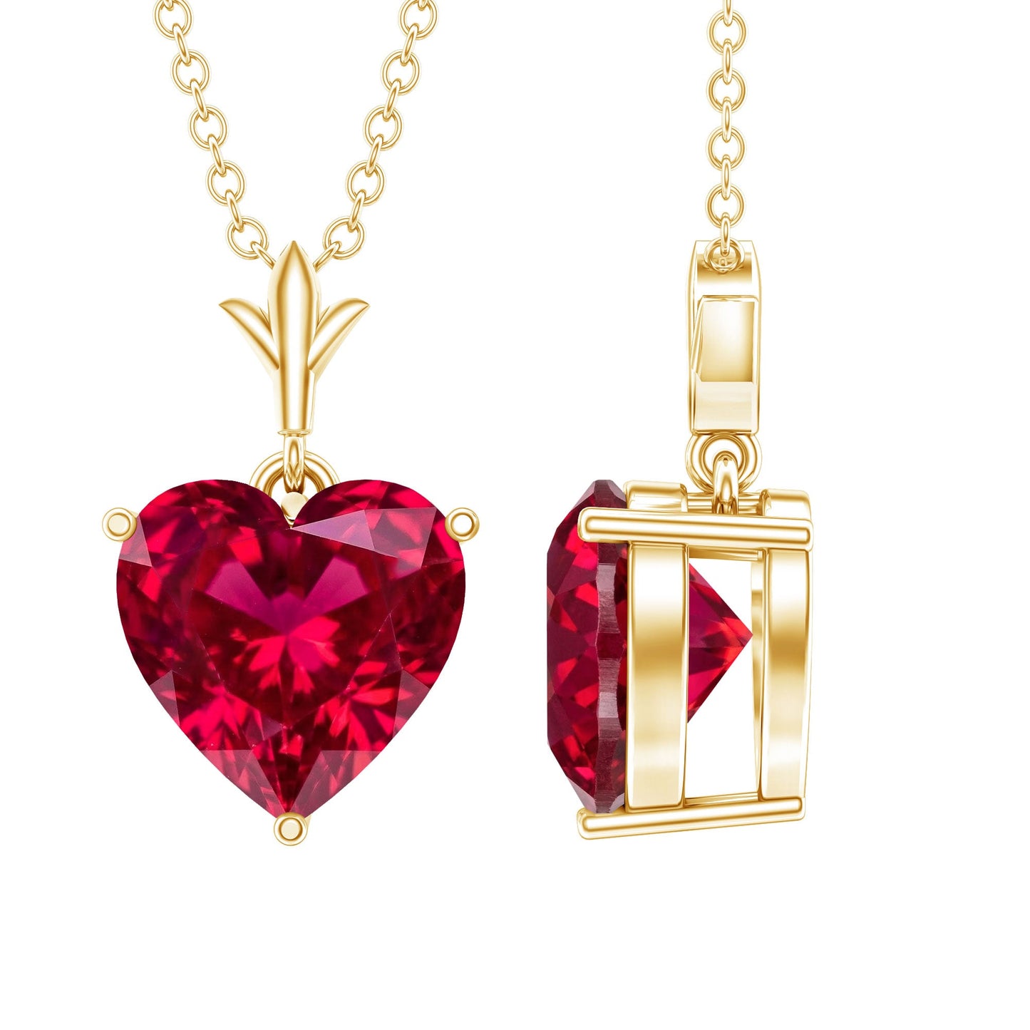 2 CT Heart Shape Lab Created Ruby Solitaire Necklace