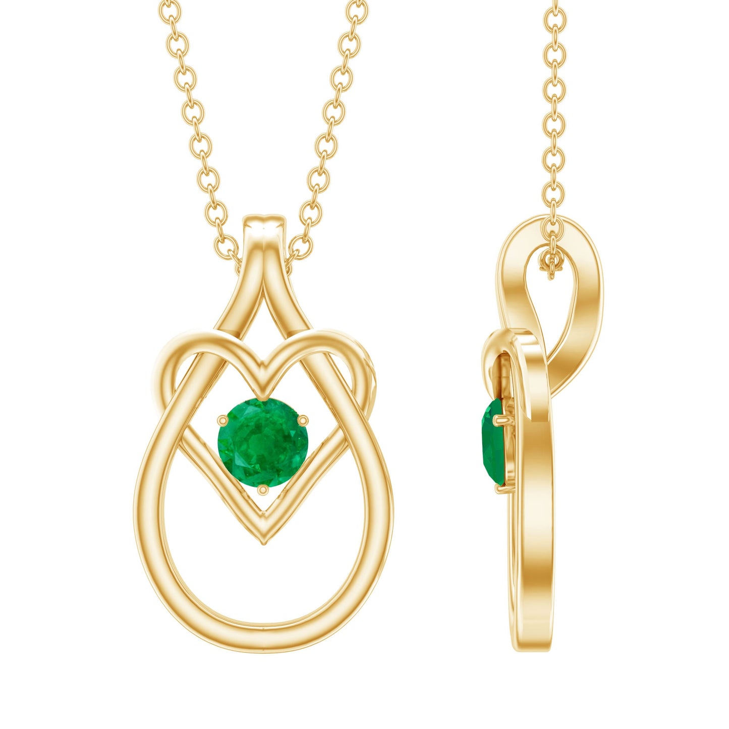 Round Shape 0.4 Carat Emerald Teardrop Heart Necklace