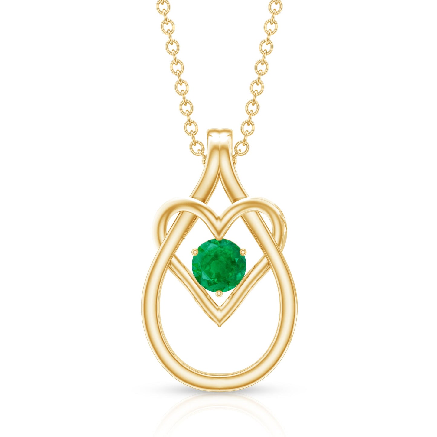 Round Shape 0.4 Carat Emerald Teardrop Heart Necklace