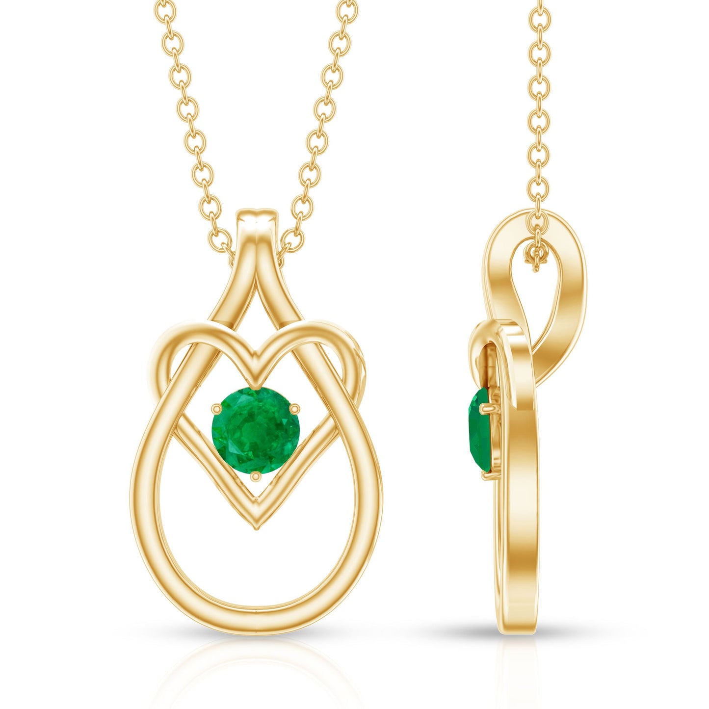 Round Shape 0.4 Carat Emerald Teardrop Heart Necklace