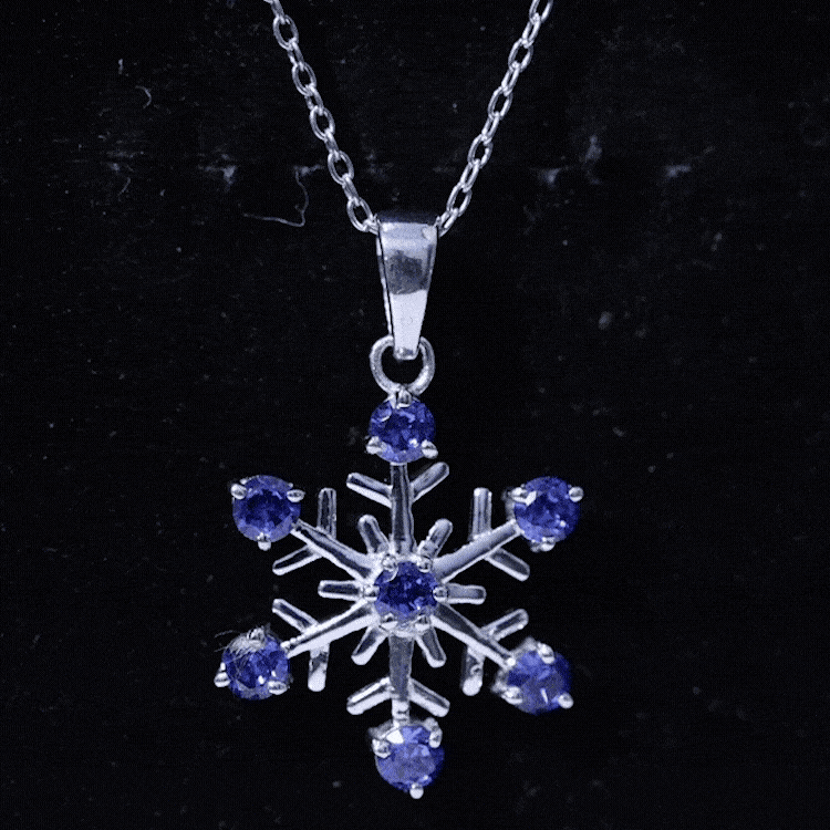 Lab Created Blue Sapphire Snowflake Pendant Necklace With Chain