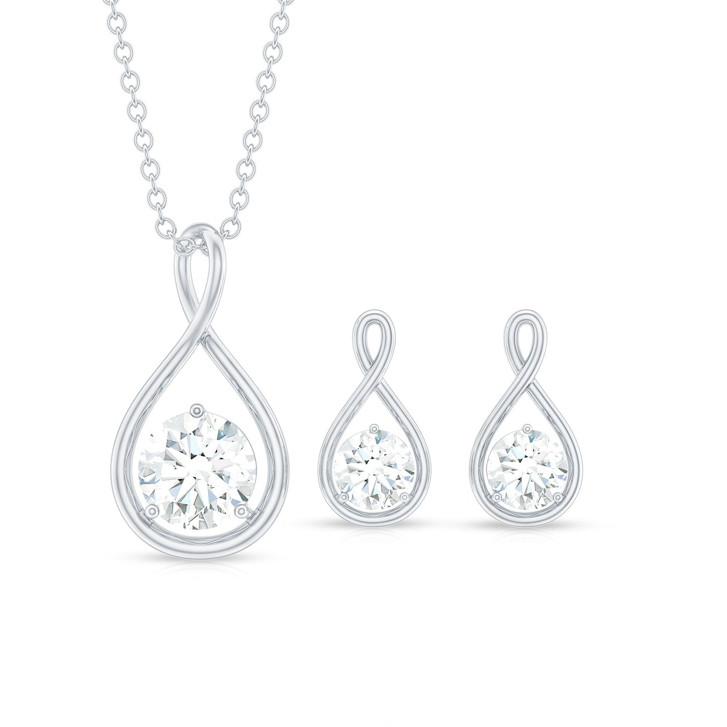 Certified Moissanite Solitaire Infinity Jewelry Set