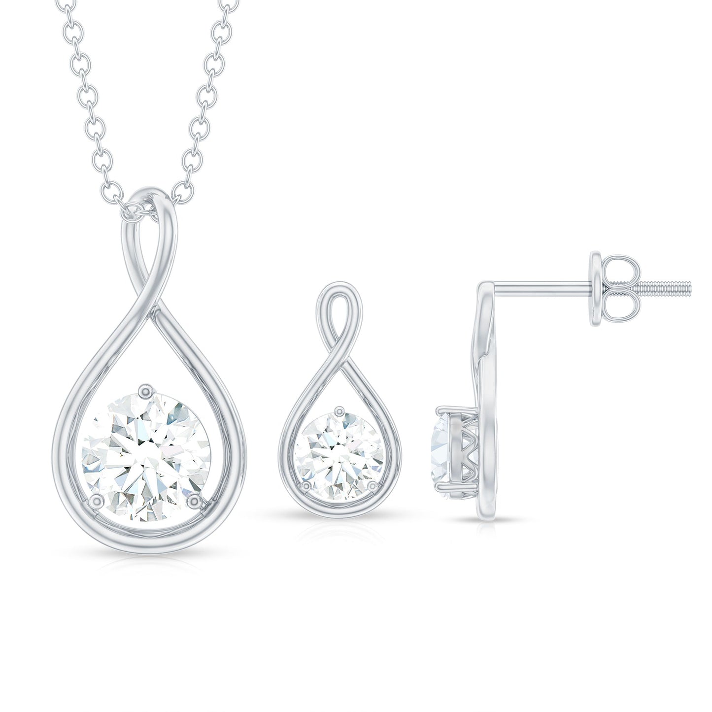 Certified Moissanite Solitaire Infinity Jewelry Set