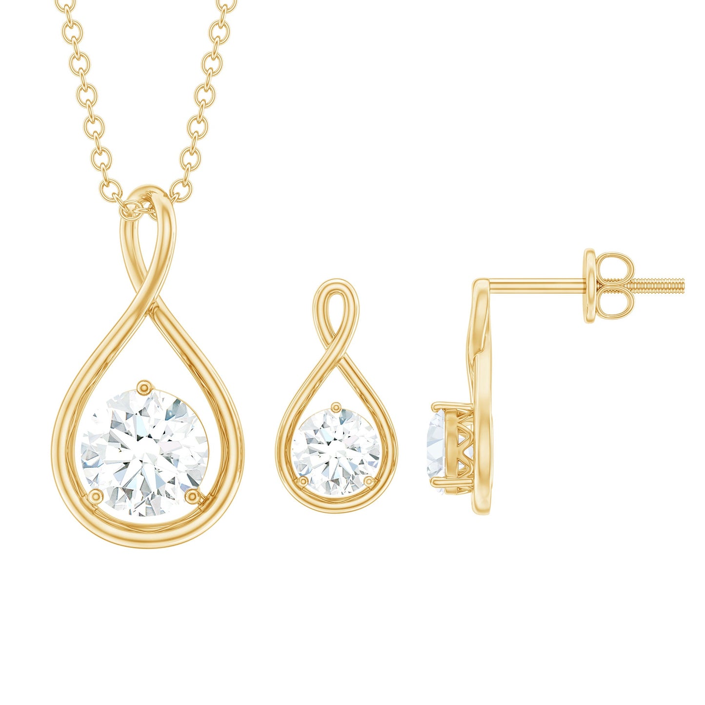 Certified Moissanite Solitaire Infinity Jewelry Set