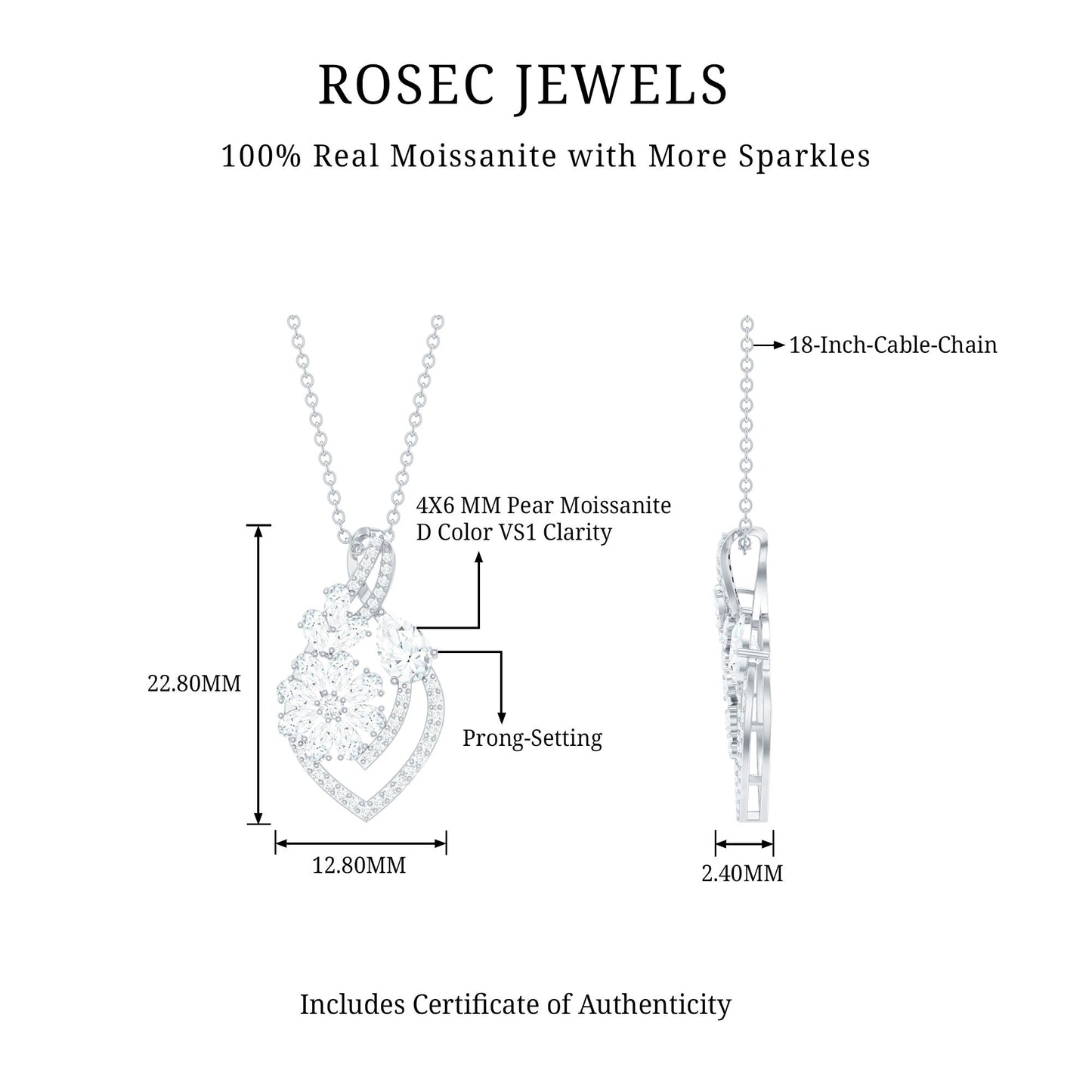 Certified Moissanite Designer Infinity Necklace With Chain