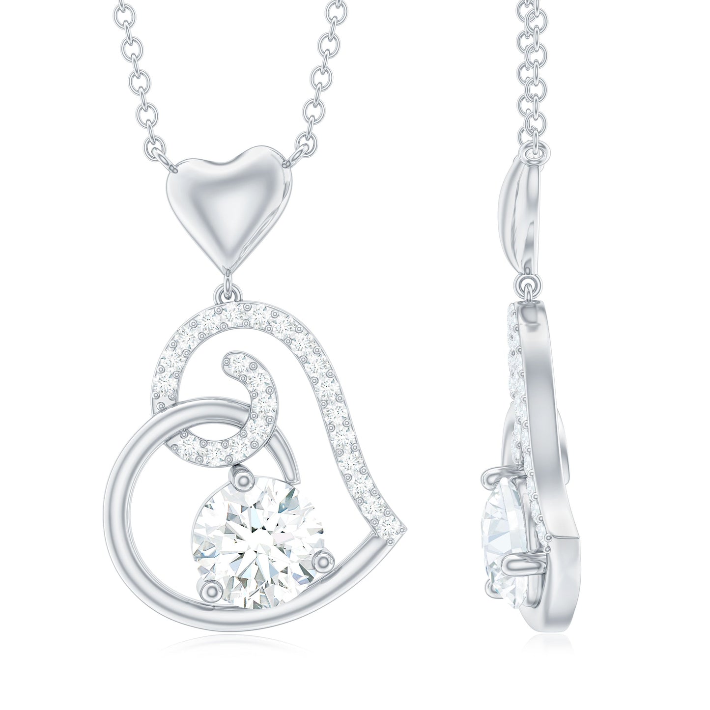Certified Moissanite Heart Drop Pendant for Women