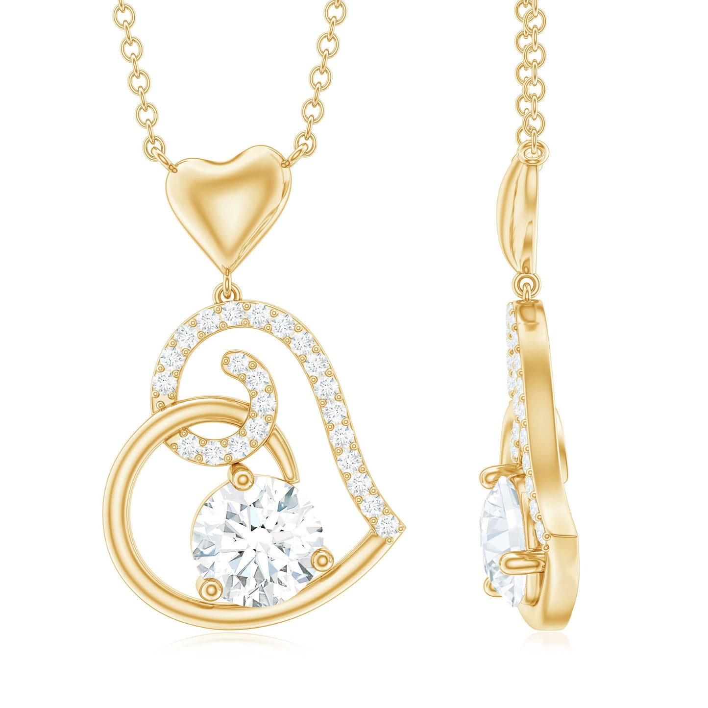 Certified Moissanite Heart Drop Pendant for Women