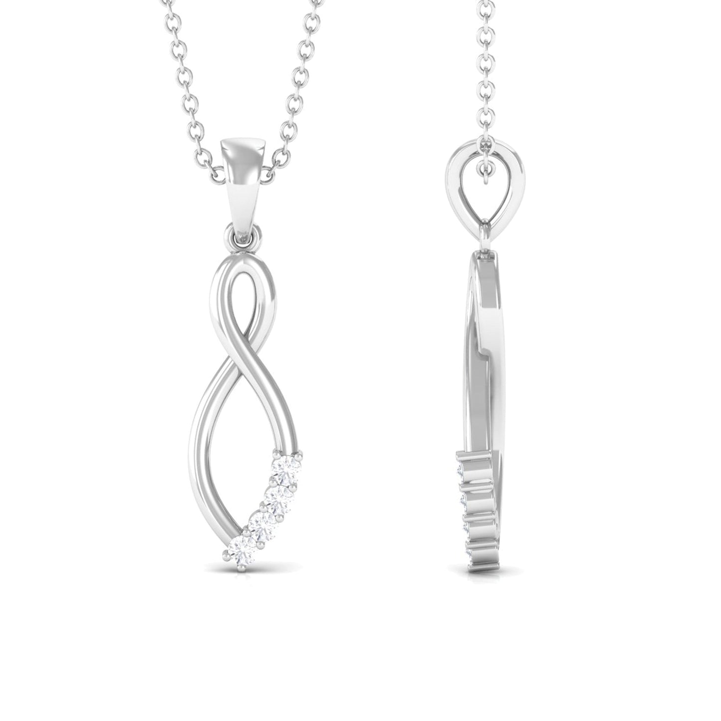 Natural Diamond Infinity Pendant Necklace for Women