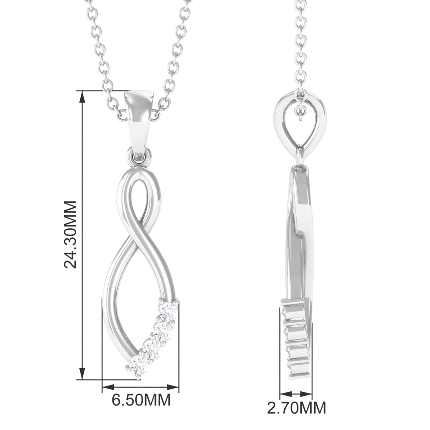 Natural Diamond Infinity Pendant Necklace for Women