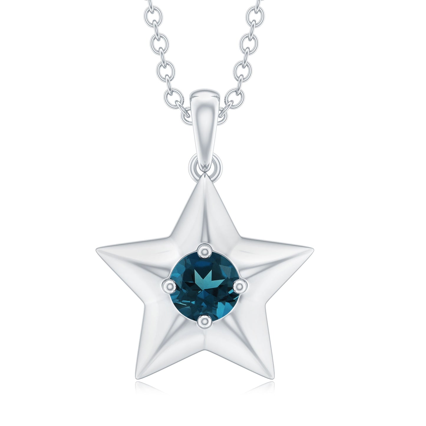Real London Blue Topaz Star Pendant for Women