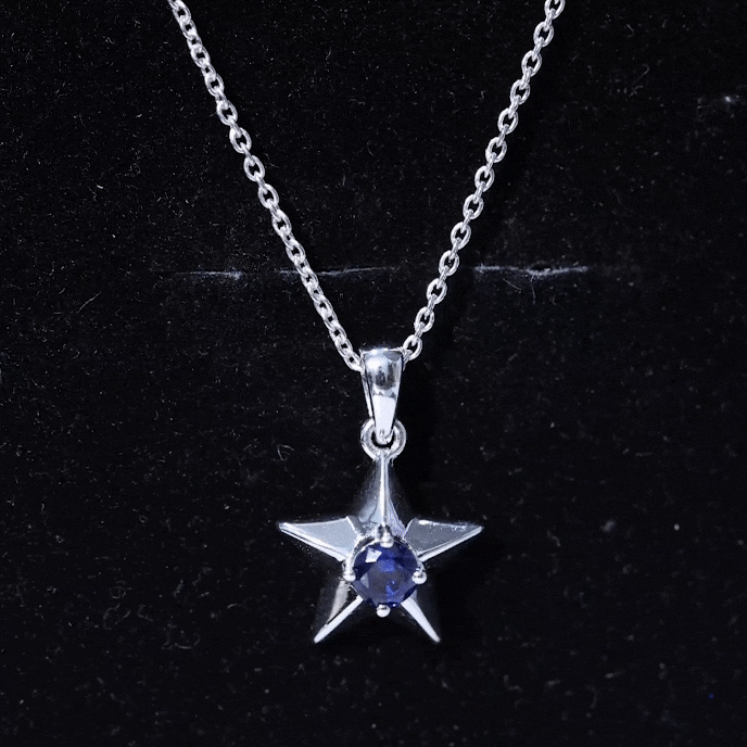 Lab Created Blue Sapphire Star Of David Necklace