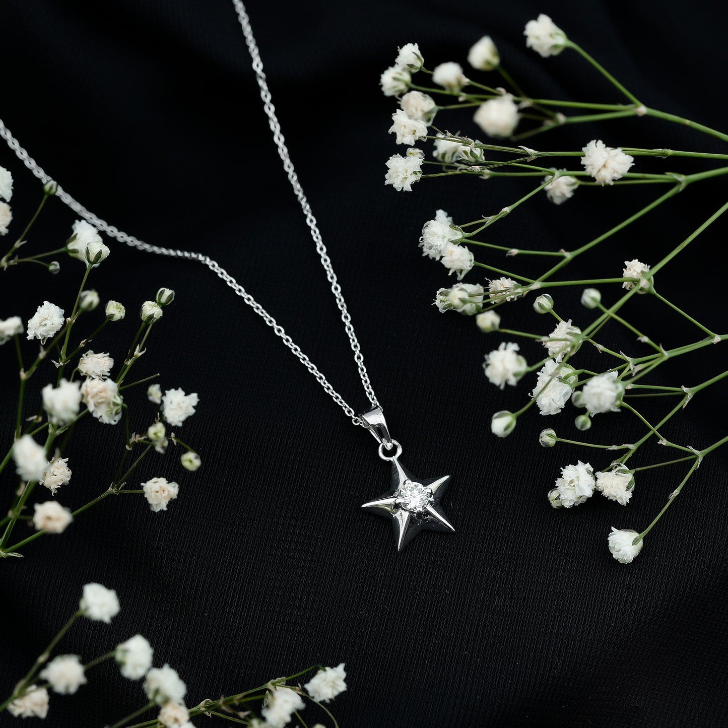 Certified Moissanite Star Pendant Necklace with Chain