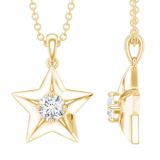 Certified Moissanite Star Pendant Necklace with Chain