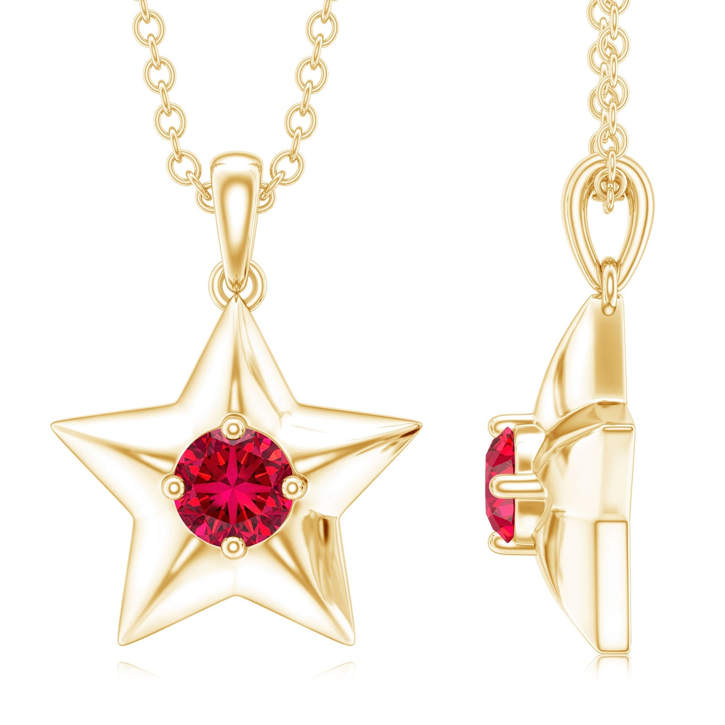 Certified Lab Created Ruby Star Pendant Necklace