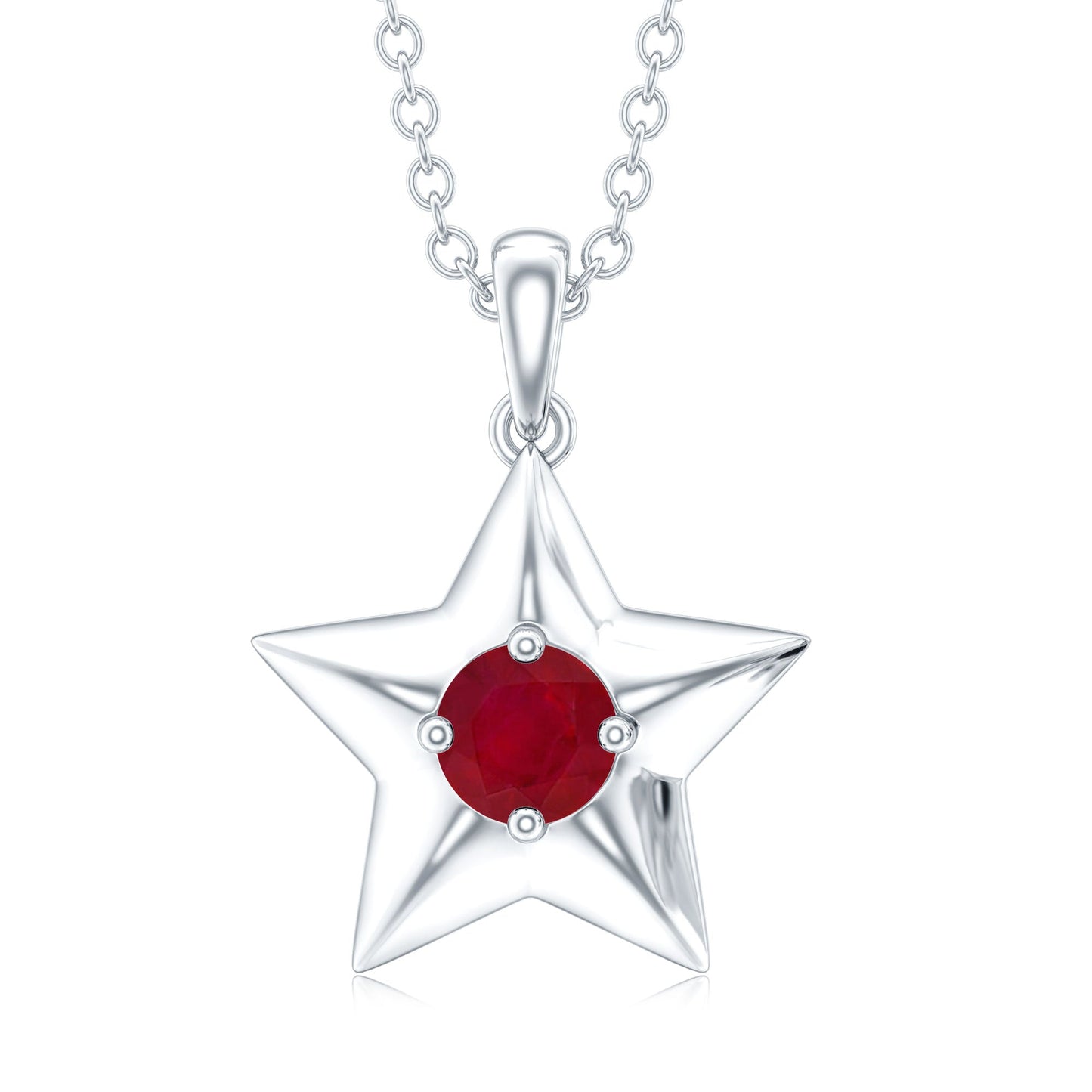 Genuine Ruby Star Pendant for Women
